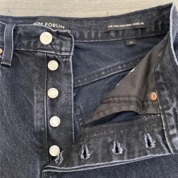 ARITZIA DENIM FORUM Joni Hi-Rise Loose Jean Black Wash Distress Rips 25x29L - Picture 12 of 16